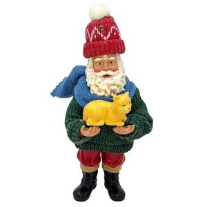 Possible Dreams Clothtique Purrfect Pet Santa Ornament Yellow Cat Vtg